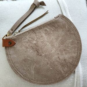 New Handmade Peruvian Peru Thick Leather Zip Pouch Wristlet